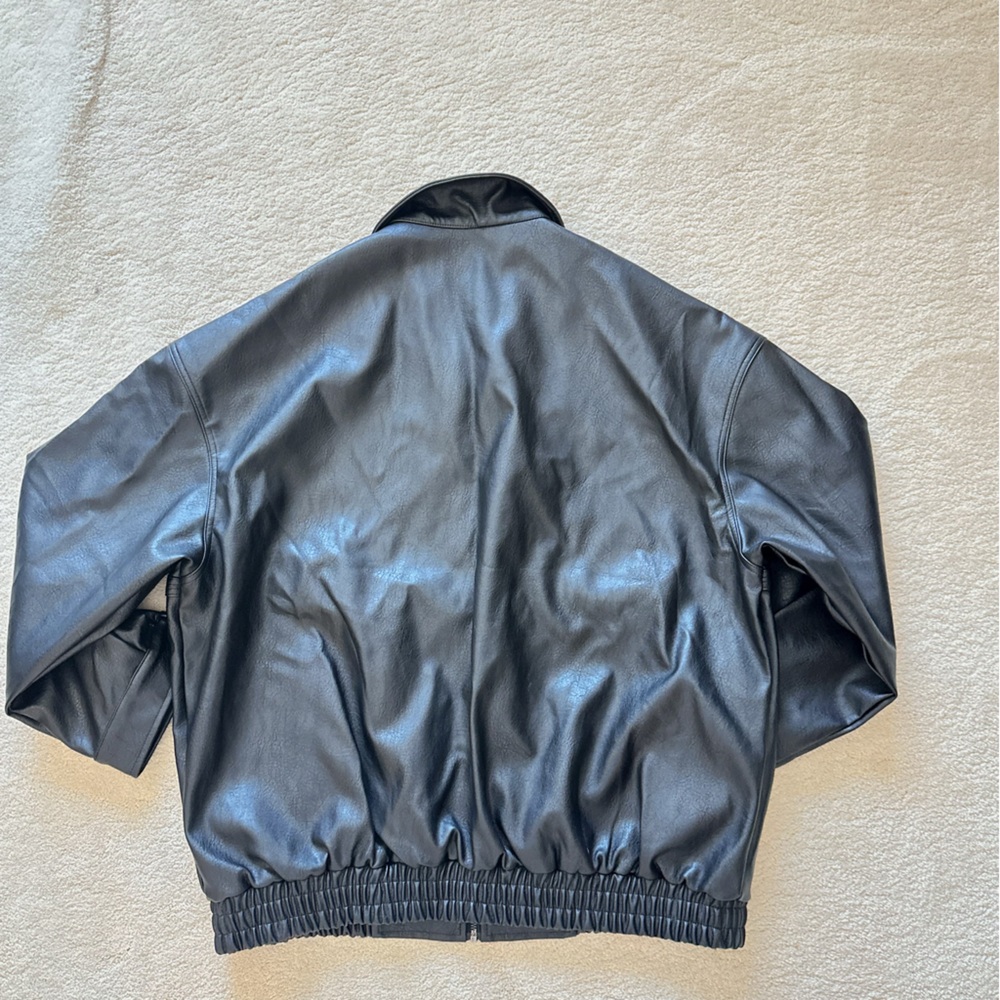 💥Last One💥 Oversized Faux Leather Jacket Vintage Biker Style Trendy Streetwear - Picture 2 of 5